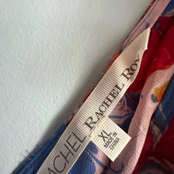 RACHEL Rachel Roy Dress Size XL Blue Red Floral Print Asymmetric Sleeveless - Picture 2 of 4